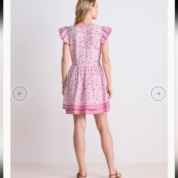 Vineyard Vines Nora Pintuck Dress, Size S, Pink, White & Purple - Picture 3 of 11